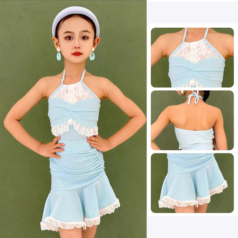 Hater Latin Dress Girls Light Blue Dance Suit Summer Lace Leotard Skirt Set Kids Practice Clothes Performance Costumes AMY2007
Hater Latin Dress Girls Light Blue Dance Suit Summer Lace Leotard Skirt Set Kids Practice Clothes Performance Costumes AMY2007