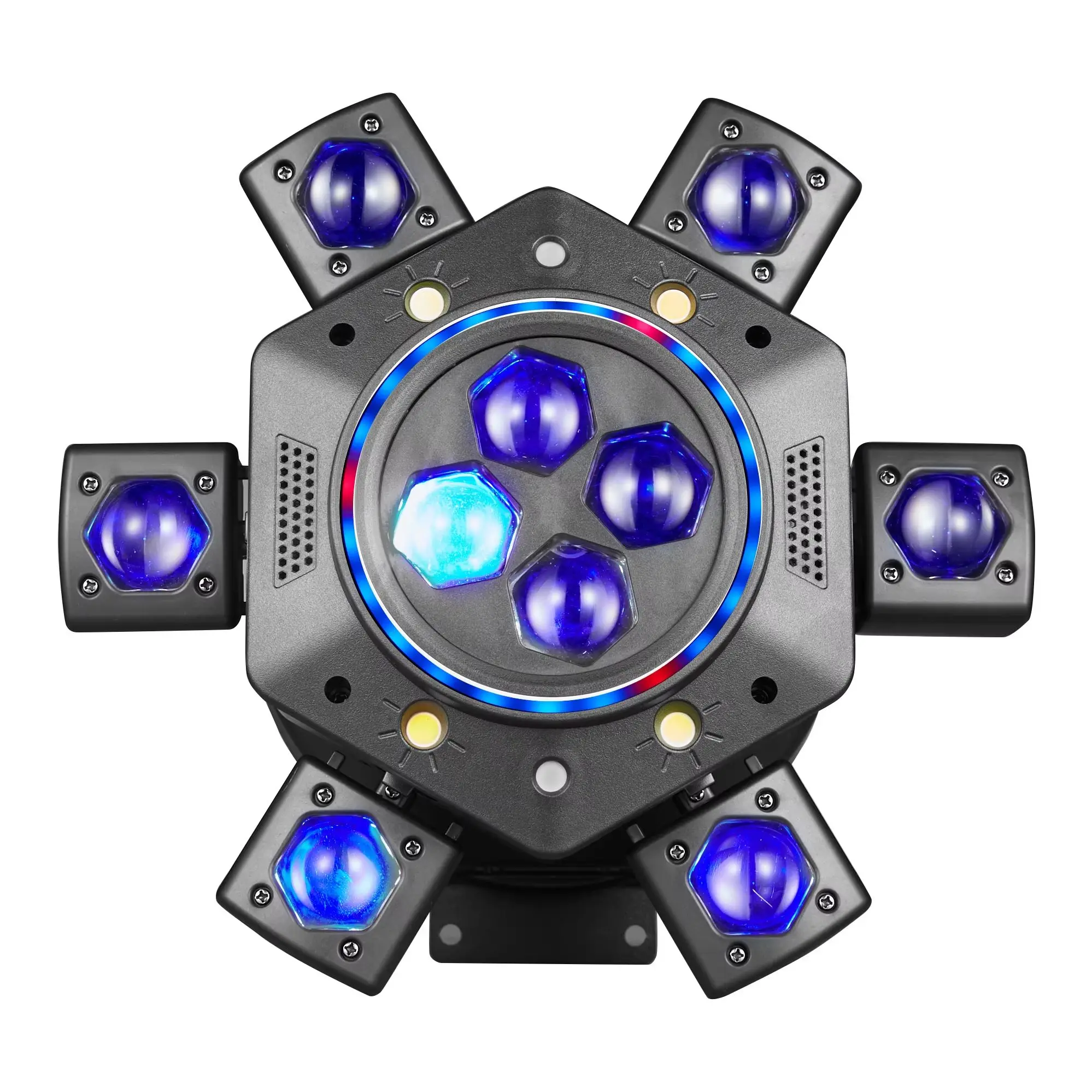 LED 6-Arm Bee-Eye Moving Head Light, Multicolor Main Beam with Laser & Strobe Effects, Rotating Stage Lighting for DJ, Disco
LED 6-Arm Bee-Eye Moving Head Light, Multicolor Main Beam with Laser & Strobe Effects, Rotating Stage Lighting for DJ, Disco