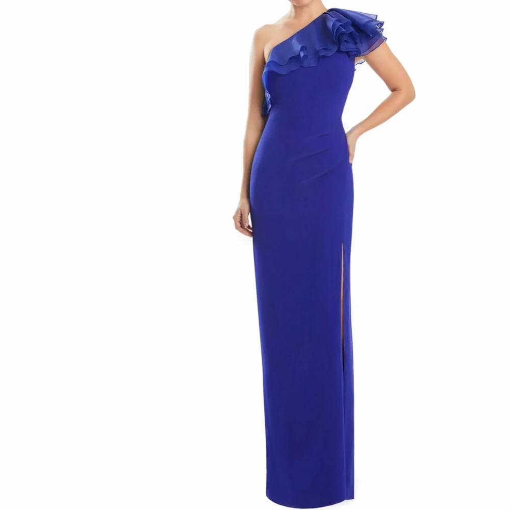 Classic Celebrity Dress Floor Length One Shoulder Straight Jersey Sleeveless Sweep Train Pleats Buttons Special Occasion Gowns
Classic Celebrity Dress Floor Length One Shoulder Straight Jersey Sleeveless Sweep Train Pleats Buttons Special Occasion Gowns