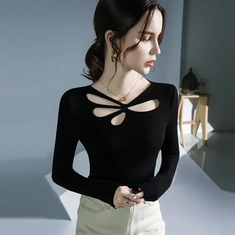 Темперамент, весна-осень, новая ажурная рубашка Y2K с длинным рукавом, однотонные тонкие сексуальные топы, трендовая женская одежда S863
Темперамент, весна-осень, новая ажурная рубашка Y2K с длинным рукавом, однотонные тонкие сексуальные топы, трендовая женская одежда S863