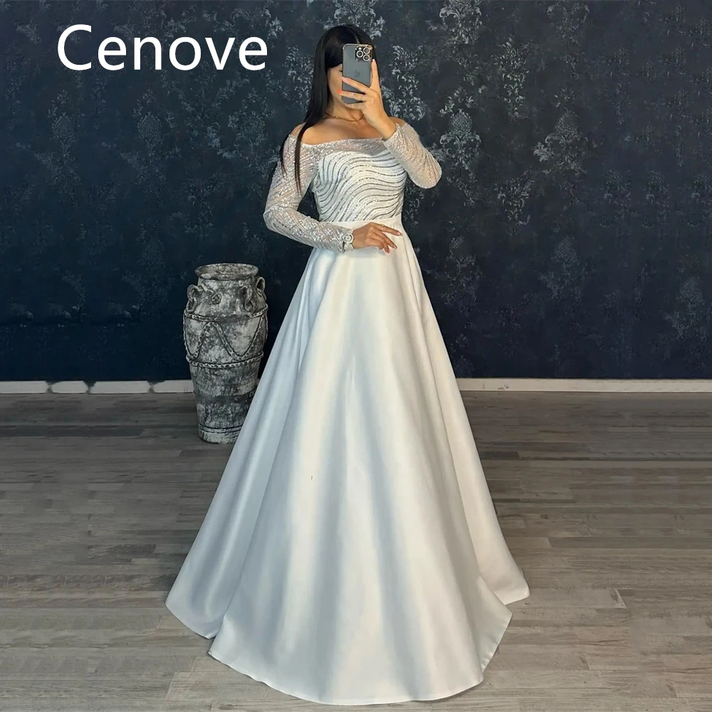 Cenove White A-Line Prom Dress Floor-Length With Long Sleeves Evening Summer Elegant Party Dress For Women
Cenove White A-Line Prom Dress Floor-Length With Long Sleeves Evening Summer Elegant Party Dress For Women
