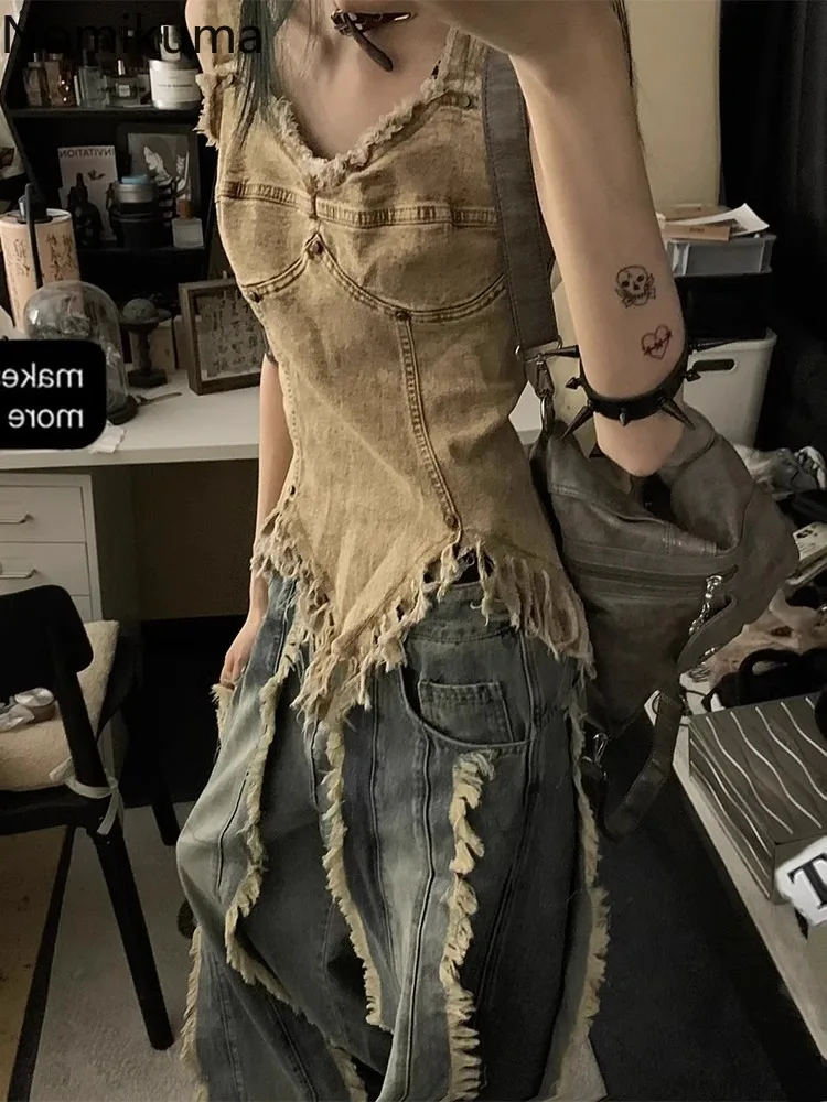 Vintage Denim Vest Women Clothes Streetwear Y2k Tops 2025 Ropa Mujer Sleeveless Tunic Tassel Camis Irregular Casual Summer Tanks
Vintage Denim Vest Women Clothes Streetwear Y2k Tops 2025 Ropa Mujer Sleeveless Tunic Tassel Camis Irregular Casual Summer Tanks