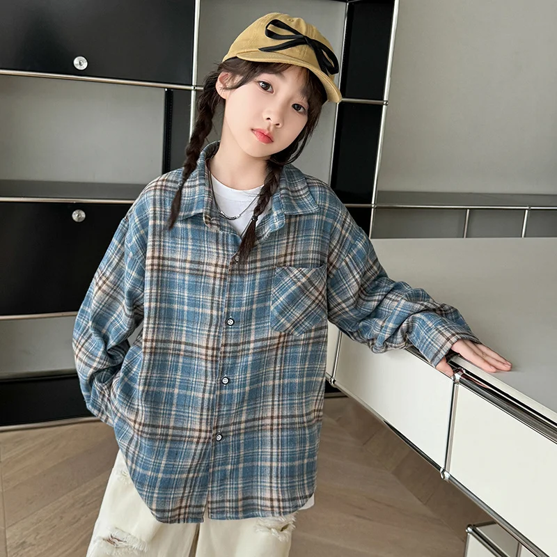 Long Sleeve Plaid Blouse For Girls Casual Cotton Shirt with Pocket Teenage School Kids Spring Clothing Outfits Korean Child
Long Sleeve Plaid Blouse For Girls Casual Cotton Shirt with Pocket Teenage School Kids Spring Clothing Outfits Korean Child