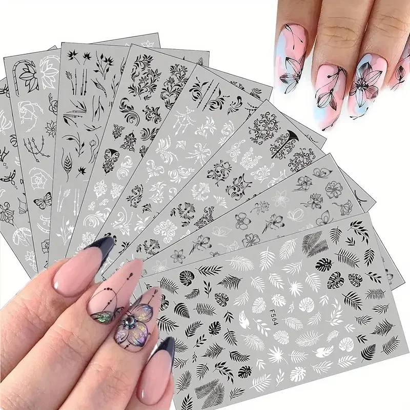 Black White Nail Sticker Decals 3D Leaves Retro Flower Vine Pattern Nail Decal French Classic Simple Girls Nails Nail Decoration
Black White Nail Sticker Decals 3D Leaves Retro Flower Vine Pattern Nail Decal French Classic Simple Girls Nails Nail Decoration