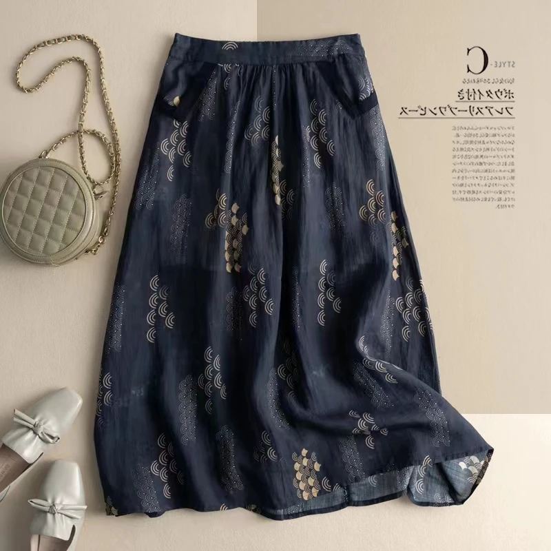 Ретро-юбка из хлопка и льна с цветочным принтом для женщин, летняя, с художественным рисунком, А-силуэт, средней длины, с завышенной талией
Ретро-юбка из хлопка и льна с цветочным принтом для женщин, летняя, с художественным рисунком, А-силуэт, средней длины, с завышенной талией