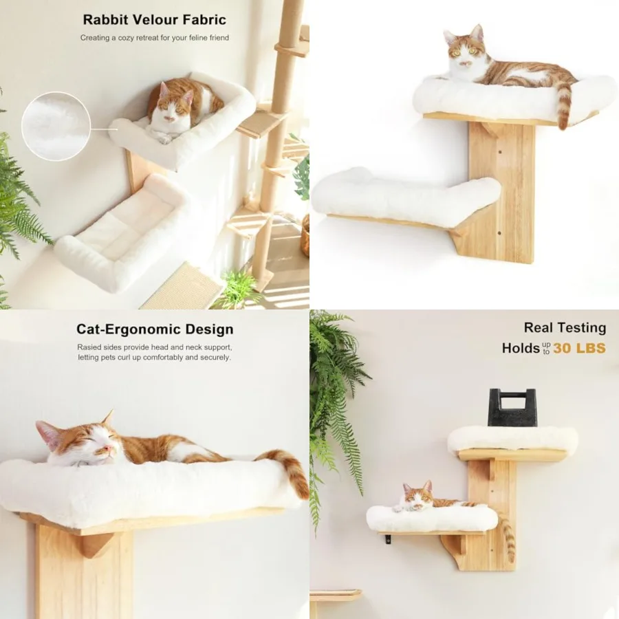 Cat Wall Shelves, 2 Platform Cats Walls Furniture, Tree Shape Kitten Floating Shelf with Soft Cushion Perch, Solid Rubber Wood
Cat Wall Shelves, 2 Platform Cats Walls Furniture, Tree Shape Kitten Floating Shelf with Soft Cushion Perch, Solid Rubber Wood