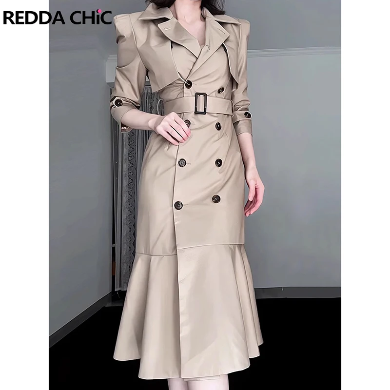 ReddaChic классический двубортный плащ цвета хаки женский с длинным поясом и лацканами с рюшами по подолу ветровка рабочая повседневная верхняя одежда
ReddaChic классический двубортный плащ цвета хаки женский с длинным поясом и лацканами с рюшами по подолу ветровка рабочая повседневная верхняя одежда