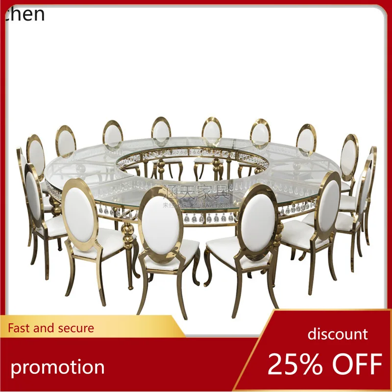HXL Transparent Tempered Glass Gold Stainless Steel Circular Freely Combined Dining Table Large Round Dining Table
HXL Transparent Tempered Glass Gold Stainless Steel Circular Freely Combined Dining Table Large Round Dining Table