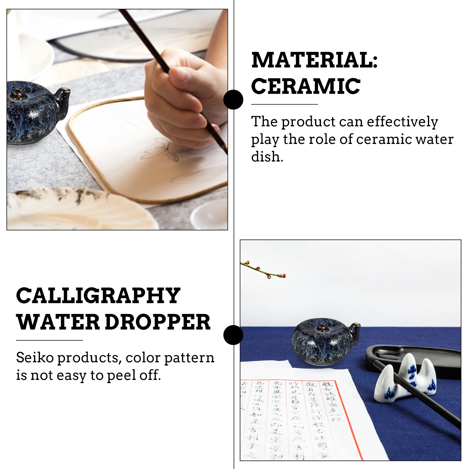 Ceramic Water Dropper Calligraphy Accessory Smooth Edges Easy to Wash Portable Gift for Calligraphy and Painting
Ceramic Water Dropper Calligraphy Accessory Smooth Edges Easy to Wash Portable Gift for Calligraphy and Painting