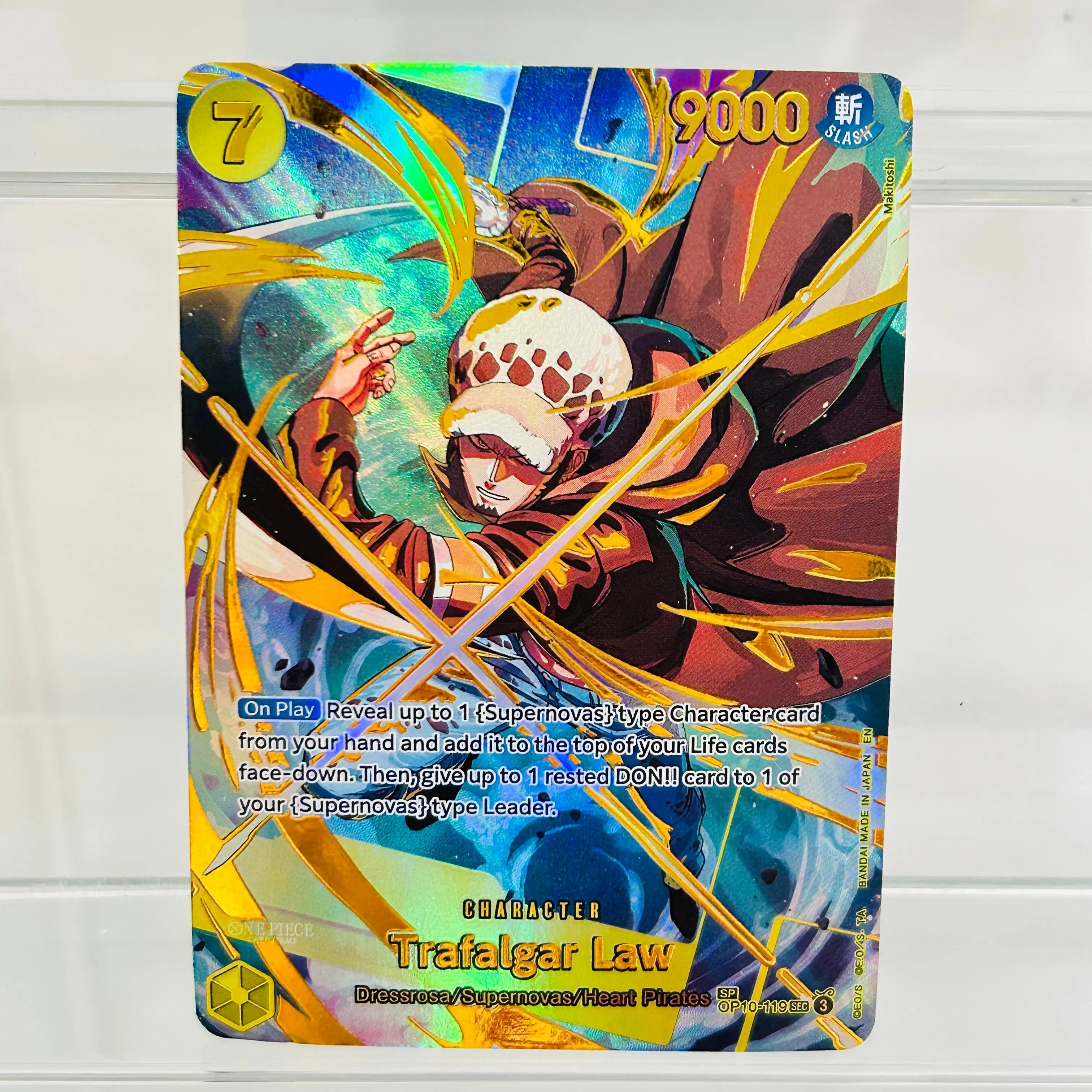 One Piece Law OP10-119 English DIY Card with Gold Foil & Holographic Texture, Perfect Condition Premium Anime Collection Card
One Piece Law OP10-119 English DIY Card with Gold Foil & Holographic Texture, Perfect Condition Premium Anime Collection Card