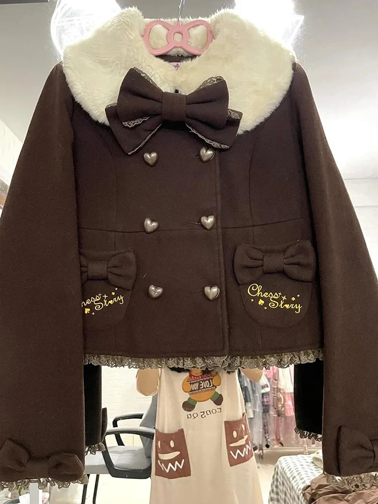 Japanese Sweet Jackets Women Winter Clothing Coats 2025 New Cute Slimming Warm Brown Short Bow Fur Coat
Japanese Sweet Jackets Women Winter Clothing Coats 2025 New Cute Slimming Warm Brown Short Bow Fur Coat