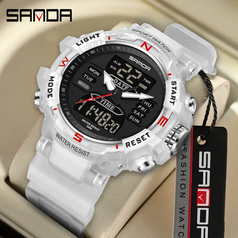 Sanda 6176 Electronic Alarm Clock Multi functional Men's and Women's Watch Fashion Trend Waterproof Transparent Electronic Watch
Sanda 6176 Electronic Alarm Clock Multi functional Men's and Women's Watch Fashion Trend Waterproof Transparent Electronic Watch