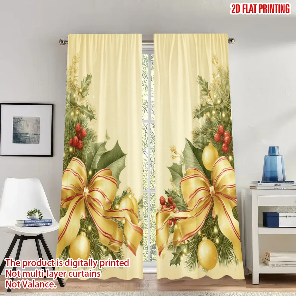 2pcs 2D flat printing Merry Christmas Curtains Christmas Holly Bow Ribbon_a Digital Printed Polyester Drapes Family Party
2pcs 2D flat printing Merry Christmas Curtains Christmas Holly Bow Ribbon_a Digital Printed Polyester Drapes Family Party
