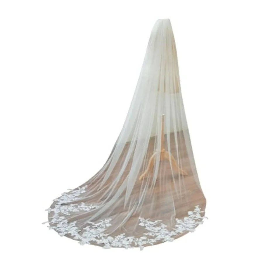 Chapel Length Floral Lace Wedding Bridal Veil with Metal Comb
Chapel Length Floral Lace Wedding Bridal Veil with Metal Comb