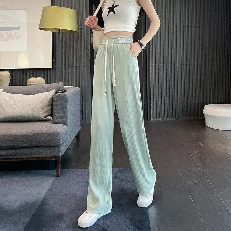 Summer Thin Ice Silk Wide Leg Pants, Loose Straight Leg Oversized Pants, with a Hanging Feeling and Floor Dragging Casual Pants
Summer Thin Ice Silk Wide Leg Pants, Loose Straight Leg Oversized Pants, with a Hanging Feeling and Floor Dragging Casual Pants
