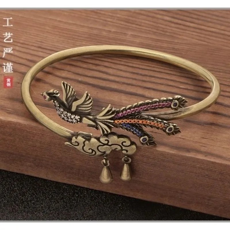 Chinese Style Brass Antique Finish Colorful Phoenix Cloud Open Cuff Bracelet Unisex Classical Copper Creative Jewelry for Hanfu
Chinese Style Brass Antique Finish Colorful Phoenix Cloud Open Cuff Bracelet Unisex Classical Copper Creative Jewelry for Hanfu
