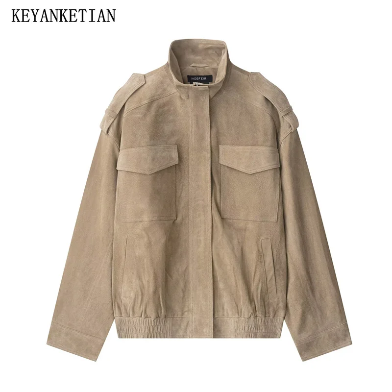 Autumn New Women's Standing Collar Shoulder Patch Pocket Decoration Suede Texture Leather Coat Women Leather Jacket
Autumn New Women's Standing Collar Shoulder Patch Pocket Decoration Suede Texture Leather Coat Women Leather Jacket
