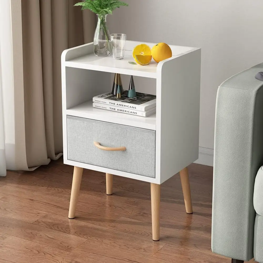 Bedside Table with Fabric Drawers, Bedside Table with Solid Wood Legs, Simple and Practical Open End Table
Bedside Table with Fabric Drawers, Bedside Table with Solid Wood Legs, Simple and Practical Open End Table