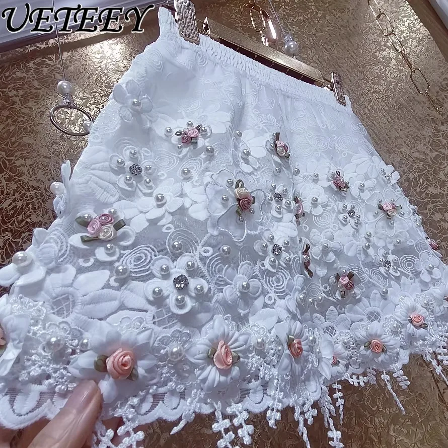 Fairy Rhinestone White Lace Shorts Women's Summer New Handmade Three-dimensional Rose Flower Embroidered Lace Shorts Bottom Wear
Fairy Rhinestone White Lace Shorts Women's Summer New Handmade Three-dimensional Rose Flower Embroidered Lace Shorts Bottom Wear