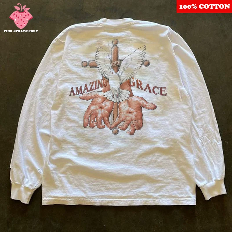 100% Cotton Long sleeves T-shirt Men Women Autumn 2025 New American Retro Cross Print T-shirt Casual Loose Y2k Top men clothing 
100% Cotton Long sleeves T-shirt Men Women Autumn 2025 New American Retro Cross Print T-shirt Casual Loose Y2k Top men clothing