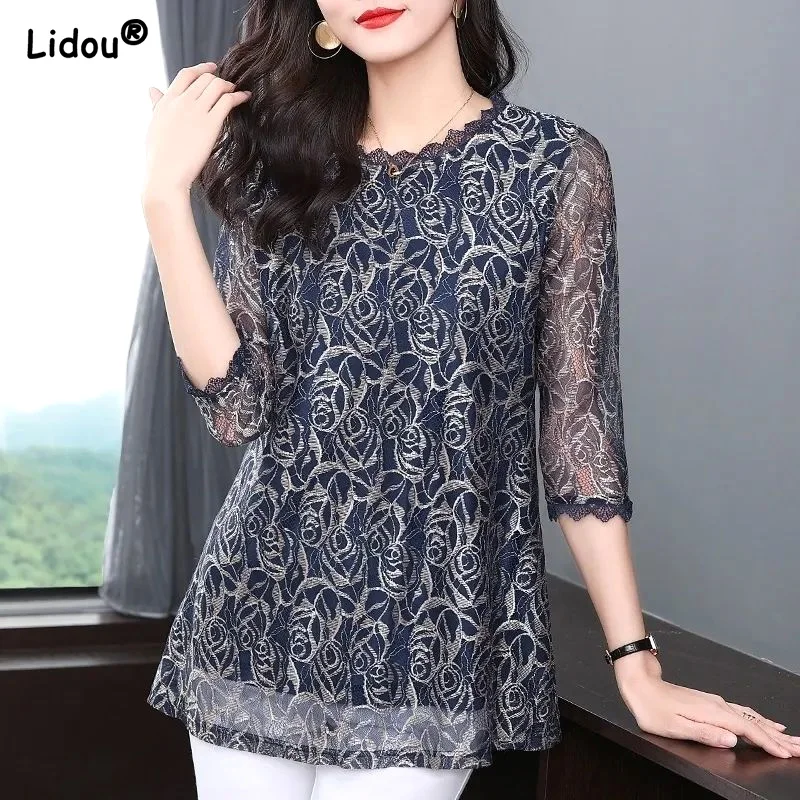 Women's Clothing 2022 Three Quarter Sleeve Turn-down Collar Lace Patchwork Spring Summer Wild Thin Fashion Sexy Blouses Printing
Women's Clothing 2022 Three Quarter Sleeve Turn-down Collar Lace Patchwork Spring Summer Wild Thin Fashion Sexy Blouses Printing