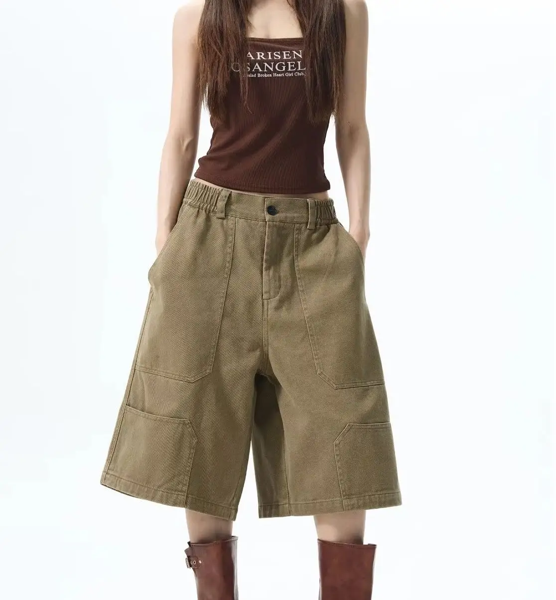 American Retro Vintage Workwear Shorts, Women'S Summer New Style, Loose Straight Leg Casual Five Quarter Pants
American Retro Vintage Workwear Shorts, Women'S Summer New Style, Loose Straight Leg Casual Five Quarter Pants