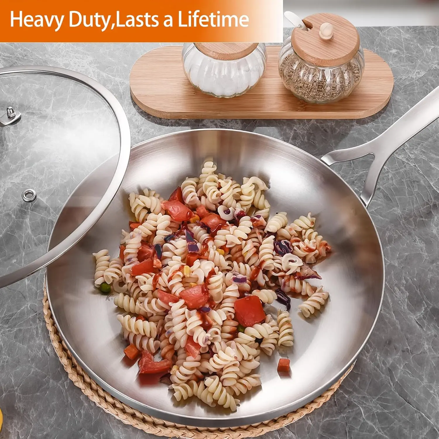 Tri-ply Stainless Steel Lid 8" 10" Induction Skillets Chef Pots and Pans Set Kitchen Cookware Frying Pan Dishwasher Oven Safe
Tri-ply Stainless Steel Lid 8" 10" Induction Skillets Chef Pots and Pans Set Kitchen Cookware Frying Pan Dishwasher Oven Safe