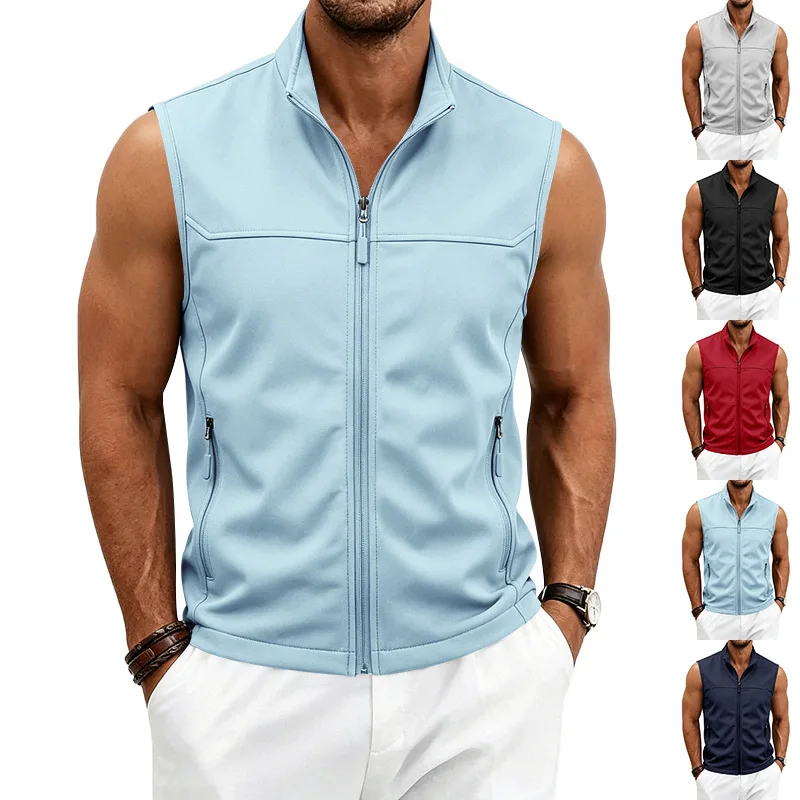 New men's Lightweight Breathable Leisure Vest Stand Collar Full Zip Sleeveless Jacket with Zipper Pockets for Work Travel Hiking
New men's Lightweight Breathable Leisure Vest Stand Collar Full Zip Sleeveless Jacket with Zipper Pockets for Work Travel Hiking