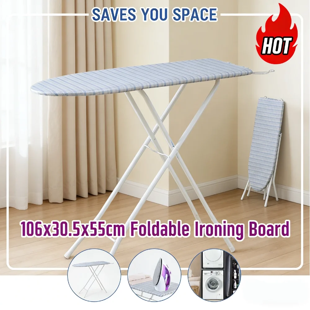 Термостойкая складная гладильная доска с подставкой для утюга, регулируемая высота, нескользящие силиконовые ножки, экономия места для дома и прачечной
Термостойкая складная гладильная доска с подставкой для утюга, регулируемая высота, нескользящие силиконовые ножки, экономия места для дома и прачечной