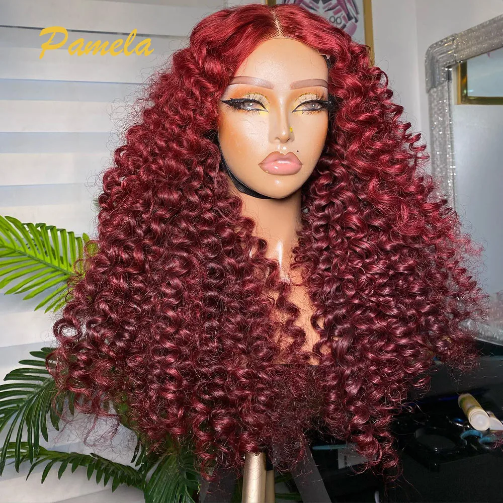 Deep Curly Glueless Wig Human Hair Pre plucked Ready To Wear Burgundy 99J Colored 13x4 Transparent Lace Front Wig For Women
Deep Curly Glueless Wig Human Hair Pre plucked Ready To Wear Burgundy 99J Colored 13x4 Transparent Lace Front Wig For Women