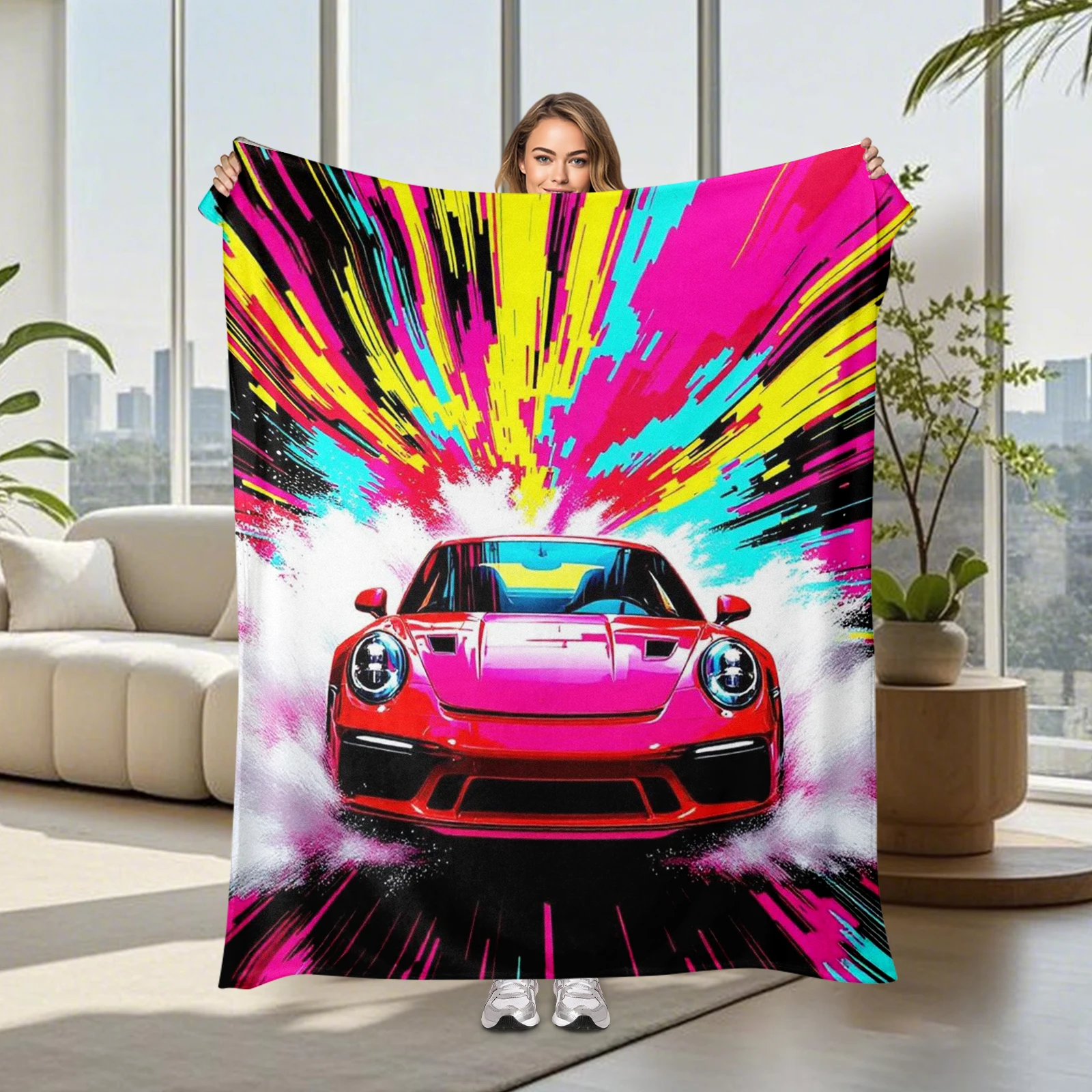 Featuring A Purple Vehicle On A Vibrant Geometric Background This Blanket Brings Style Home
Featuring A Purple Vehicle On A Vibrant Geometric Background This Blanket Brings Style Home