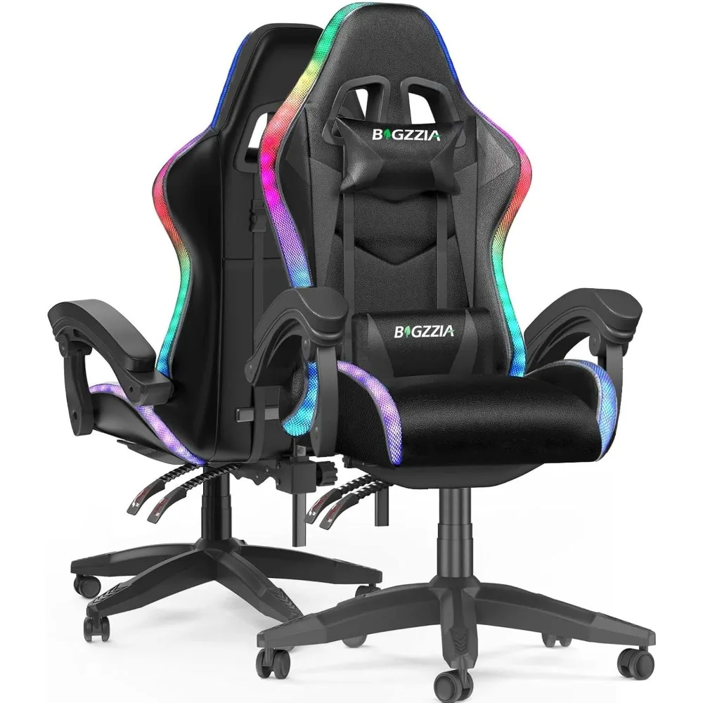 RGB Gaming Chair with LED Lights and Ergonomic Computer Chair Reclining PU Leather High Back Video Game Chair with Headrest Adj
RGB Gaming Chair with LED Lights and Ergonomic Computer Chair Reclining PU Leather High Back Video Game Chair with Headrest Adj