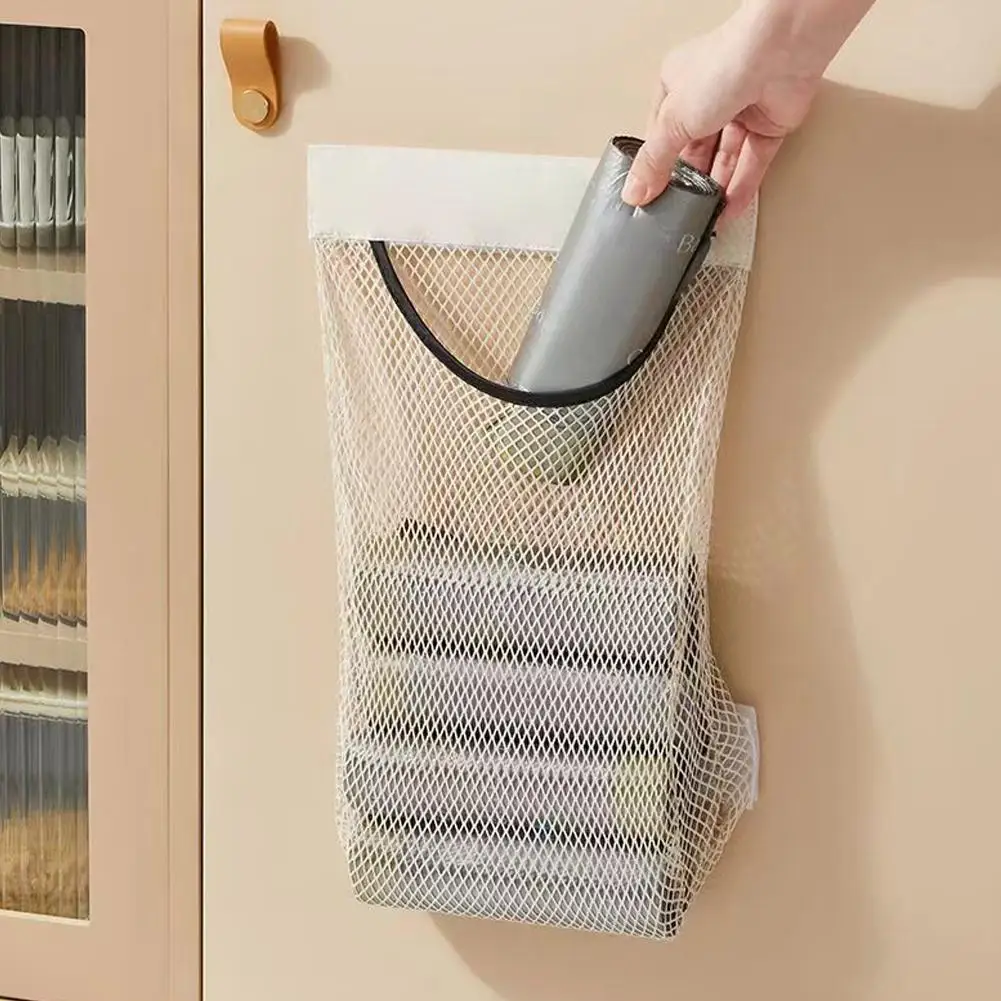 Kitchen Garbage Bag Storage Rack Wall-Mounted Large Storage Hook-And-Loop Capacity With Net Bag Mesh Decorations J1E1 
Kitchen Garbage Bag Storage Rack Wall-Mounted Large Storage Hook-And-Loop Capacity With Net Bag Mesh Decorations J1E1