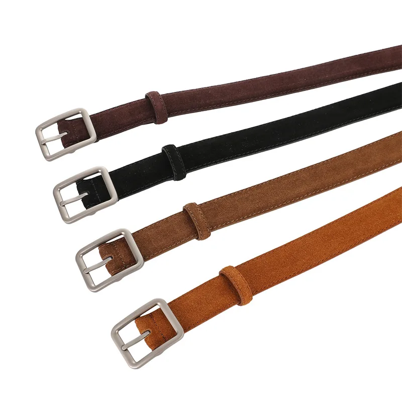 Fashion suede cowhide women's belt silver alloy buckle women's belt paired with jeans dress
Fashion suede cowhide women's belt silver alloy buckle women's belt paired with jeans dress