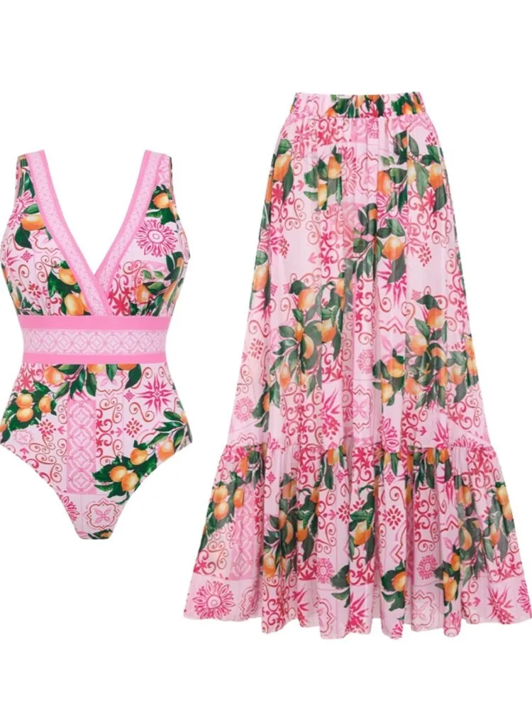 Retro Bikini Printed Fashion Two Piece Swimsuit And Cover Up With Skirt Tight Women's Bandage Summer Beach Luxury Elegant
Retro Bikini Printed Fashion Two Piece Swimsuit And Cover Up With Skirt Tight Women's Bandage Summer Beach Luxury Elegant