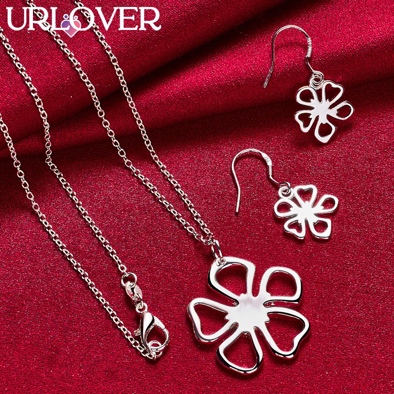 URLOVER 925 Sterling Silver Flower Chain Necklace Earring Set For Woman Fashion Party Engagement Wedding Jewelry Birthday Gift
URLOVER 925 Sterling Silver Flower Chain Necklace Earring Set For Woman Fashion Party Engagement Wedding Jewelry Birthday Gift
