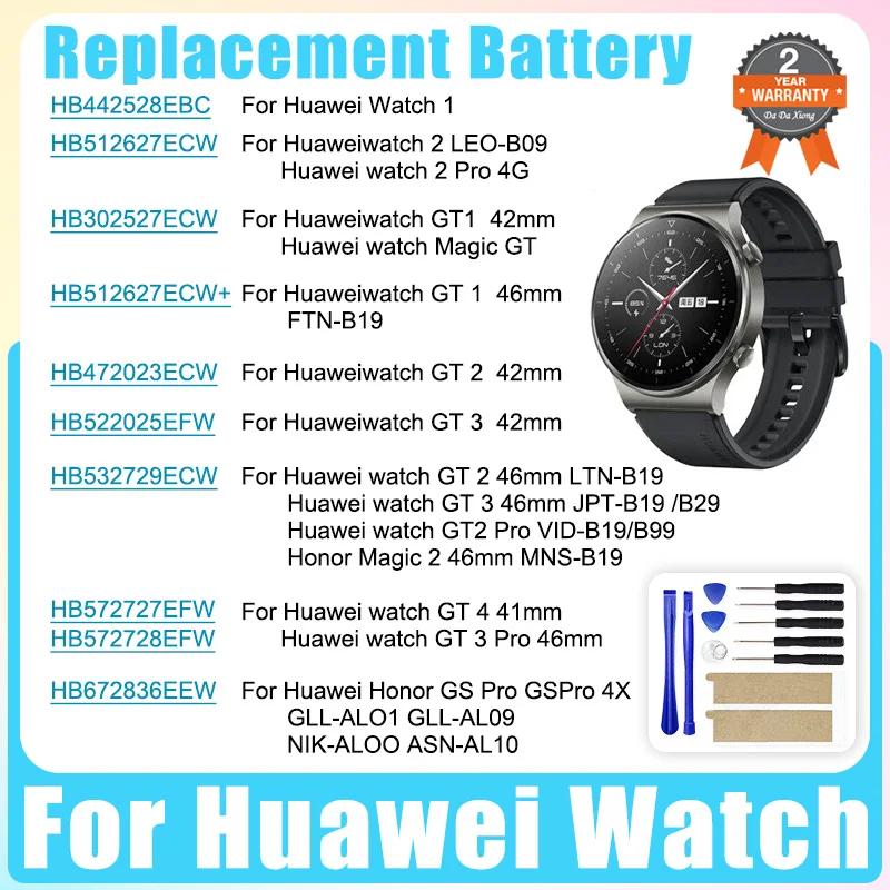 Brand-New Watch Replacement Battery For Huawei Watch 1 2 3 GT 1 2 3 4 PRO 41mm 42mm 46mm Rechargeable Batteries Batteia+Tool
Brand-New Watch Replacement Battery For Huawei Watch 1 2 3 GT 1 2 3 4 PRO 41mm 42mm 46mm Rechargeable Batteries Batteia+Tool