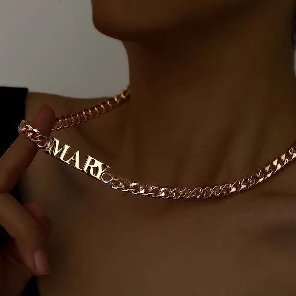 Customized Stainless Steel Name Necklace for Women Man Fashionable Cuban Chain Artistic Lettering Pendant Jewelry Drop Shipping
Customized Stainless Steel Name Necklace for Women Man Fashionable Cuban Chain Artistic Lettering Pendant Jewelry Drop Shipping