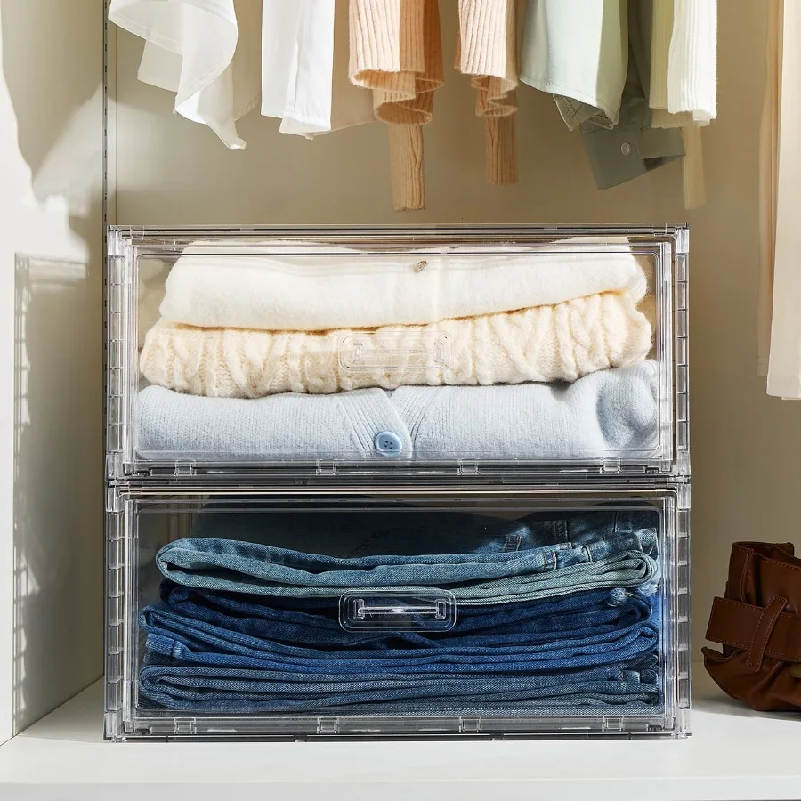 2 Pack 27QT Large Clear Stackable Storage Drawers, Easily Assemble Plastic Closet Storage Bins, Dust-Proof UnderBed Organizer f
2 Pack 27QT Large Clear Stackable Storage Drawers, Easily Assemble Plastic Closet Storage Bins, Dust-Proof UnderBed Organizer f