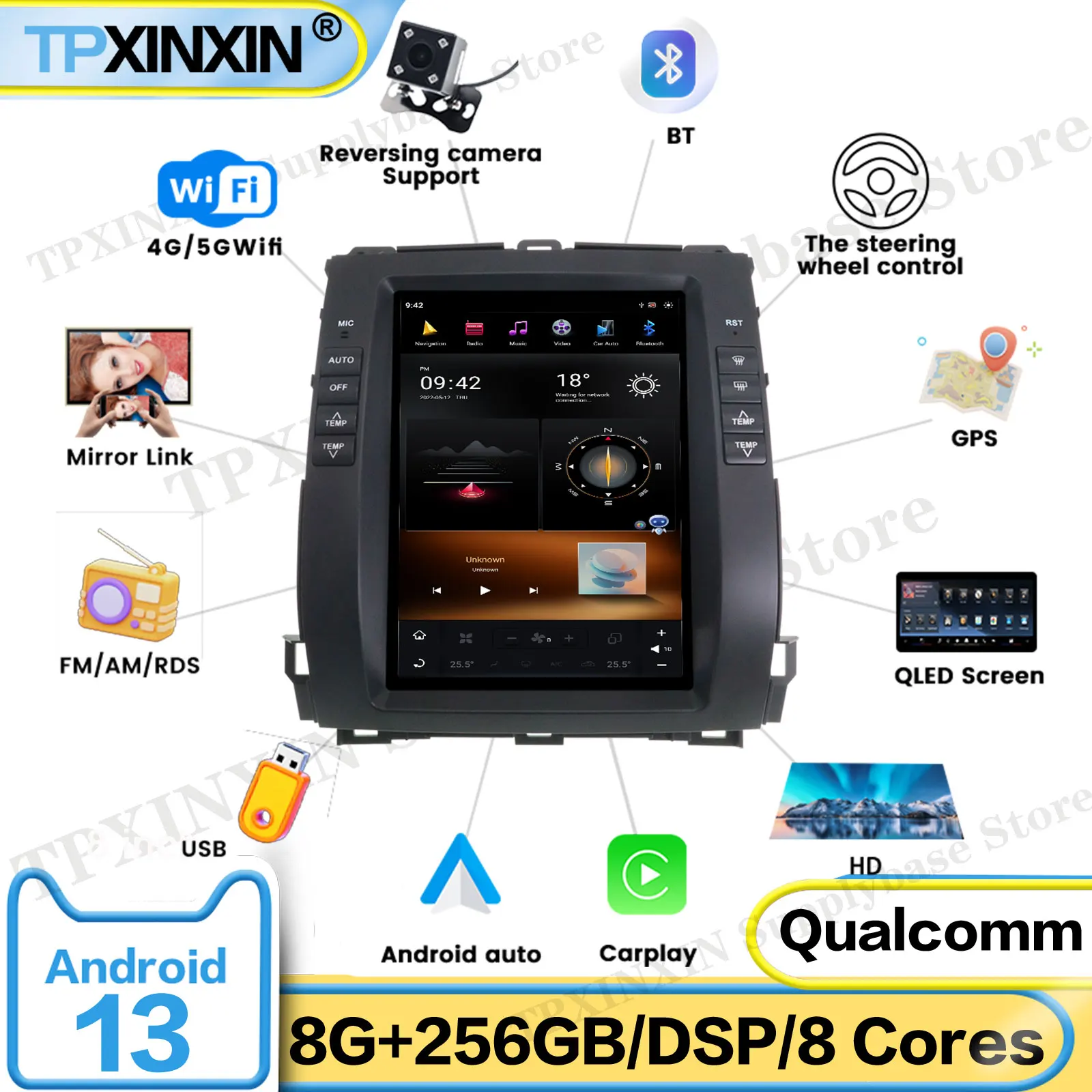 For Toyota Prado 2002-2009 Android Car Radio Multimedia Video Player Wireless Carplay Autoradio Stereo GPS Navigation Head Unit
For Toyota Prado 2002-2009 Android Car Radio Multimedia Video Player Wireless Carplay Autoradio Stereo GPS Navigation Head Unit