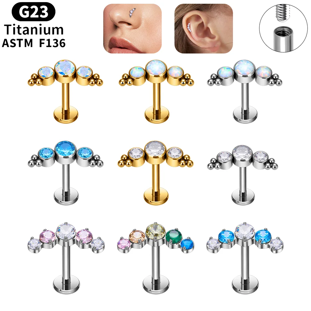 G23 Titanium16G Implant Grade Internal Thread Labret Stud Earrings Opal CZ Inlay Helix Tragus Cartilage Piercing Body Jewelry
G23 Titanium16G Implant Grade Internal Thread Labret Stud Earrings Opal CZ Inlay Helix Tragus Cartilage Piercing Body Jewelry