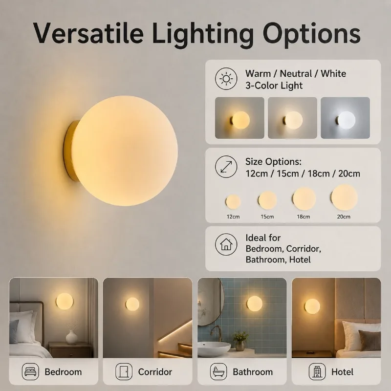 Spherical Glass Wall Lamp Hotel Minimalist Designer Living Room Background Wall Lamp Toilet Spherical Bedroom Bedlight
Spherical Glass Wall Lamp Hotel Minimalist Designer Living Room Background Wall Lamp Toilet Spherical Bedroom Bedlight
