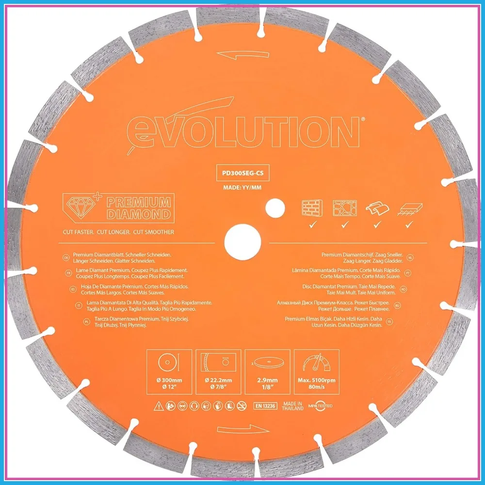 12-Inch Premium Diamond Blade for Concrete Saw, Segmented Blade for Masonry, Brick, Stone, Roof Tile
12-Inch Premium Diamond Blade for Concrete Saw, Segmented Blade for Masonry, Brick, Stone, Roof Tile