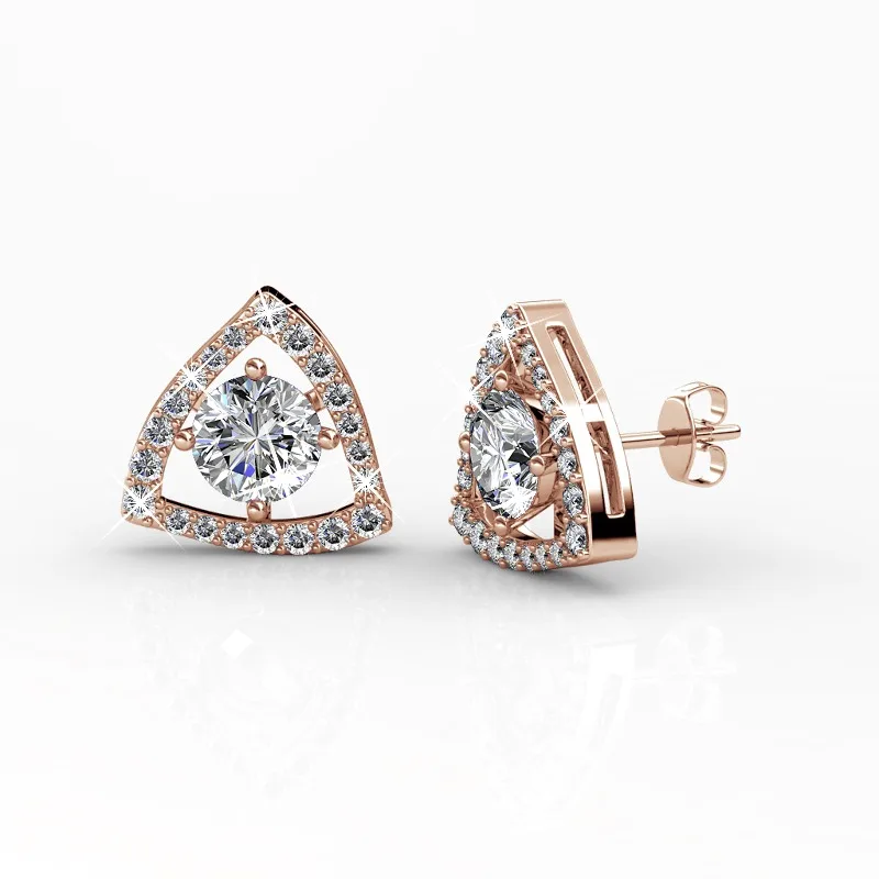 Daisini 925 Sterling Silver Flexible Triangle Stud Earrings with Swarovski Crystals 18k Rose Gold Plated Fine Jewelry for Women 
Daisini 925 Sterling Silver Flexible Triangle Stud Earrings with Swarovski Crystals 18k Rose Gold Plated Fine Jewelry for Women