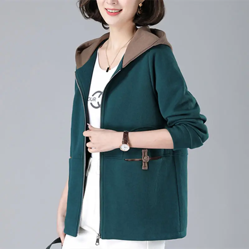 Female Short Basic Jacket Autumn New Cardigan Coat Korean Loose Hooded Windbreaker Outerwear Casual Zipper Overcoat Women
Female Short Basic Jacket Autumn New Cardigan Coat Korean Loose Hooded Windbreaker Outerwear Casual Zipper Overcoat Women