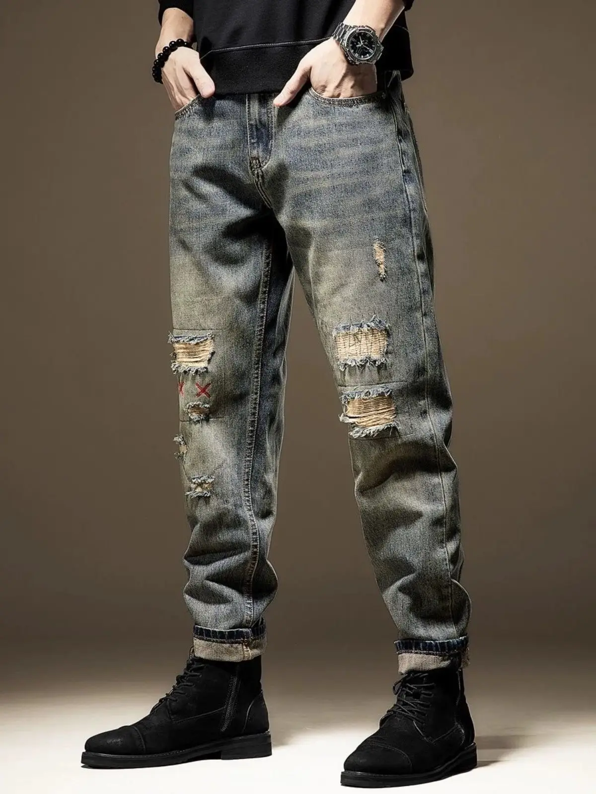 Korean Popular Clothes Ripped Men's 2026 Spring Summer Trendy Brand Heavy Retro Patch Loose Casual Long Pants Baggy Man Jeans
Korean Popular Clothes Ripped Men's 2026 Spring Summer Trendy Brand Heavy Retro Patch Loose Casual Long Pants Baggy Man Jeans