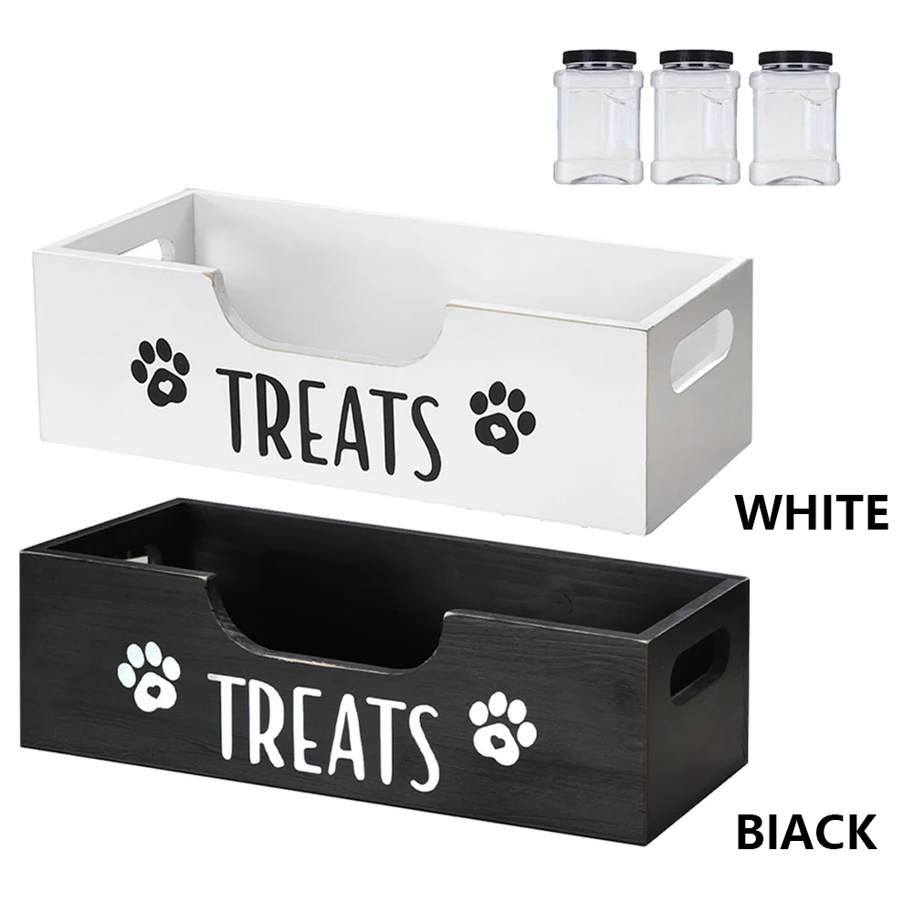 Wooden Pet Snack Storage Box with 3 Plastic Treat Jar Dog Treat Container Large Capacity Snack Organizer for Cat Food Storage
Wooden Pet Snack Storage Box with 3 Plastic Treat Jar Dog Treat Container Large Capacity Snack Organizer for Cat Food Storage