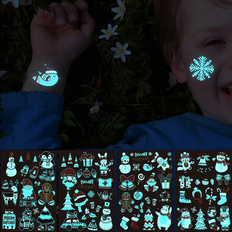 Christmas Children Tattoo Sticker Glow in Dark Waterproof Tattoos Green Luminous Cute Waterproof Sticker for Party Festive Tatto
Christmas Children Tattoo Sticker Glow in Dark Waterproof Tattoos Green Luminous Cute Waterproof Sticker for Party Festive Tatto