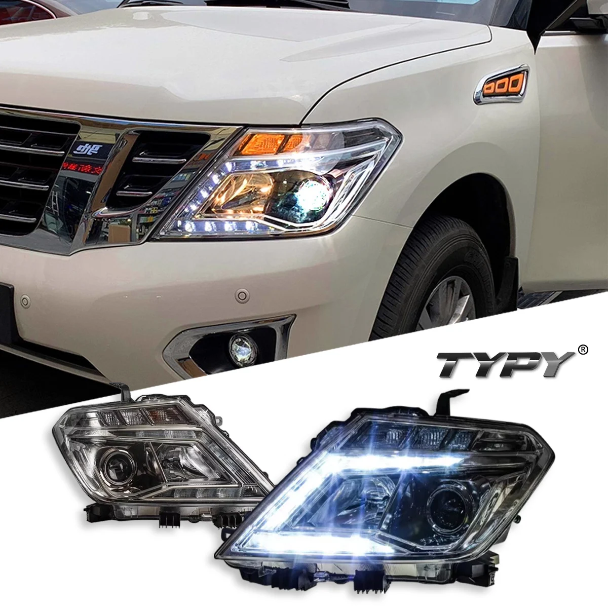 TYPY автомобиль для Nissan Patrol Y62 2012-2019, обновленная фара, модифицированная для нового DRL, динамический указатель поворота, светодиодная фара, автоаксессуары
TYPY автомобиль для Nissan Patrol Y62 2012-2019, обновленная фара, модифицированная для нового DRL, динамический указатель поворота, светодиодная фара, автоаксессуары