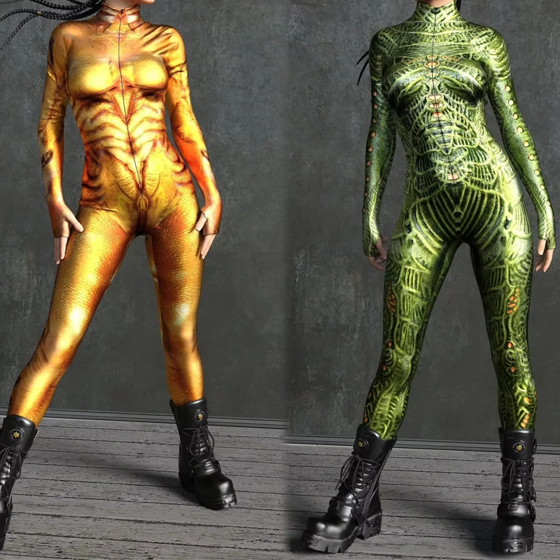 Halloween Horror Monster Skin Jumpsuit Cosplay Zentai Suit Costume Steampunk Party Shows Performance Women Bodysuit
Halloween Horror Monster Skin Jumpsuit Cosplay Zentai Suit Costume Steampunk Party Shows Performance Women Bodysuit